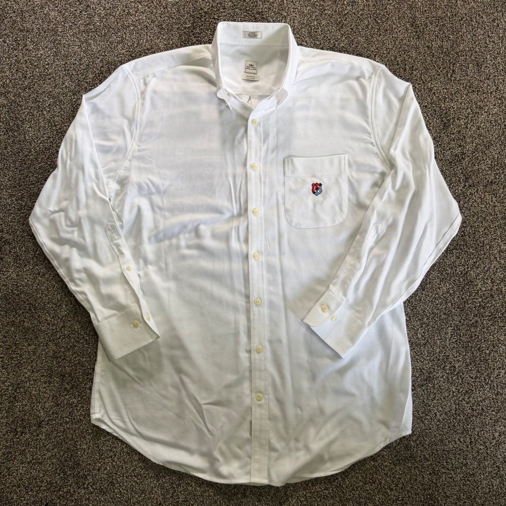 Peter Millar NWOT Nanoluxe Easycare Shirt Mens Large White Embroidered Crest